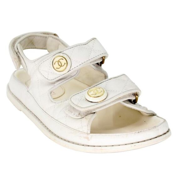 Chanel Dad Flats 38 Leather Lambskin Quilted Sandals CC-1110P-0003 - Picture 6 of 10